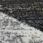 Grey and white area rug with yellow accents, abstract design - House of Avana
