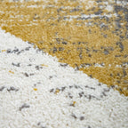 Grey and white area rug with yellow accents, abstract design - House of Avana