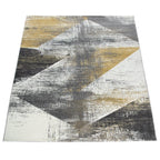 Modern Area Rug Mero Abstract Design - Grey White Yellow, top view - House Of Avana
