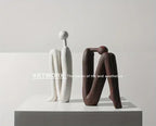 Modern Back to Back Sculpture - White Figure, close-up view - House Of Avana
