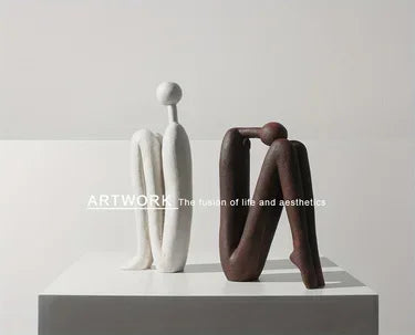 Modern Back to Back Sculpture - White Figure, close-up view - House Of Avana