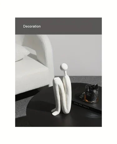 Modern Back to Back Sculpture - White Figure, texture detail - House Of Avana
