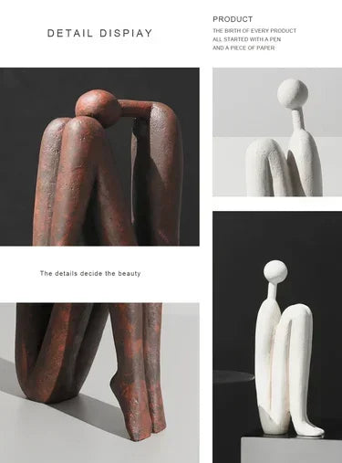 Modern Back to Back Sculpture - White Figure, alternate view - House Of Avana