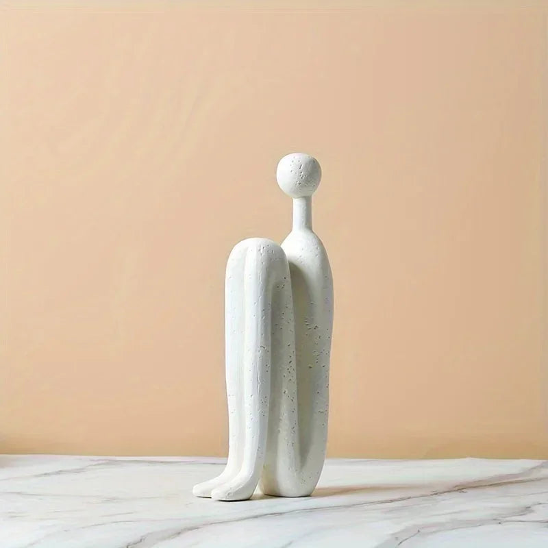 Modern Back to Back Sculpture - White Figure, alternate view - House Of Avana