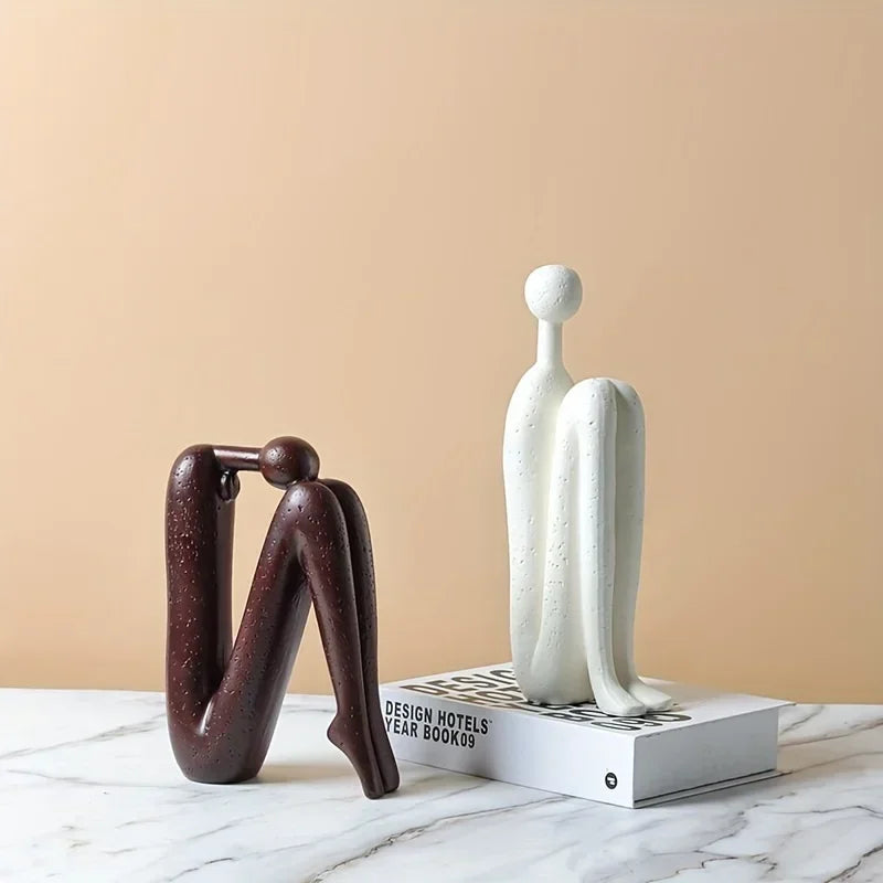 Modern Back to Back Sculpture - White Figure, back view - House Of Avana