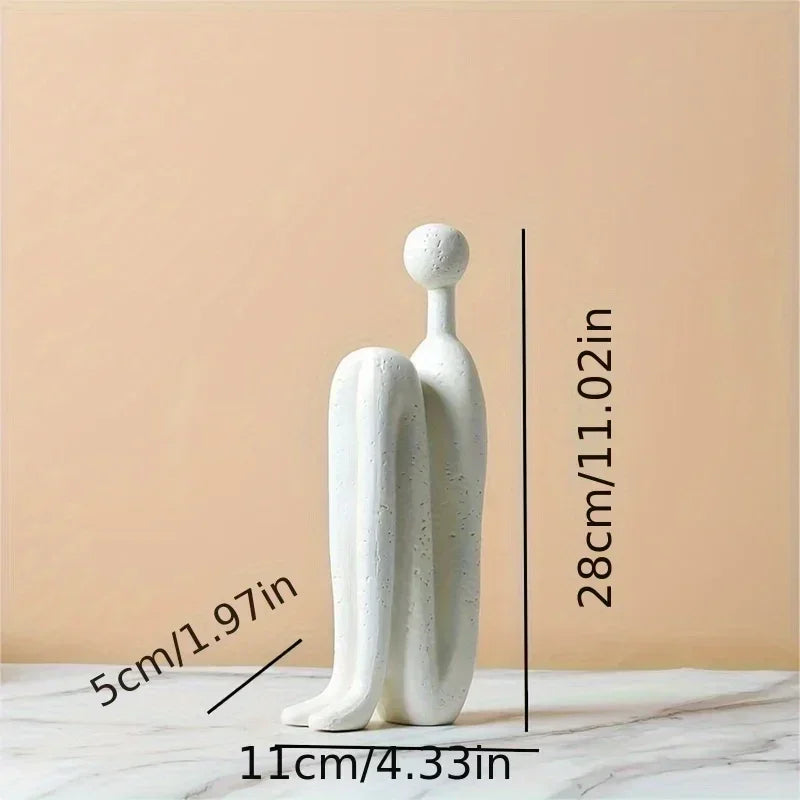 Modern Back to Back Sculpture - White Figure, side view - House Of Avana