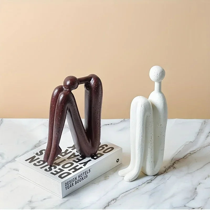 Modern Back to Back Sculpture - White Figure, lifestyle image - House Of Avana