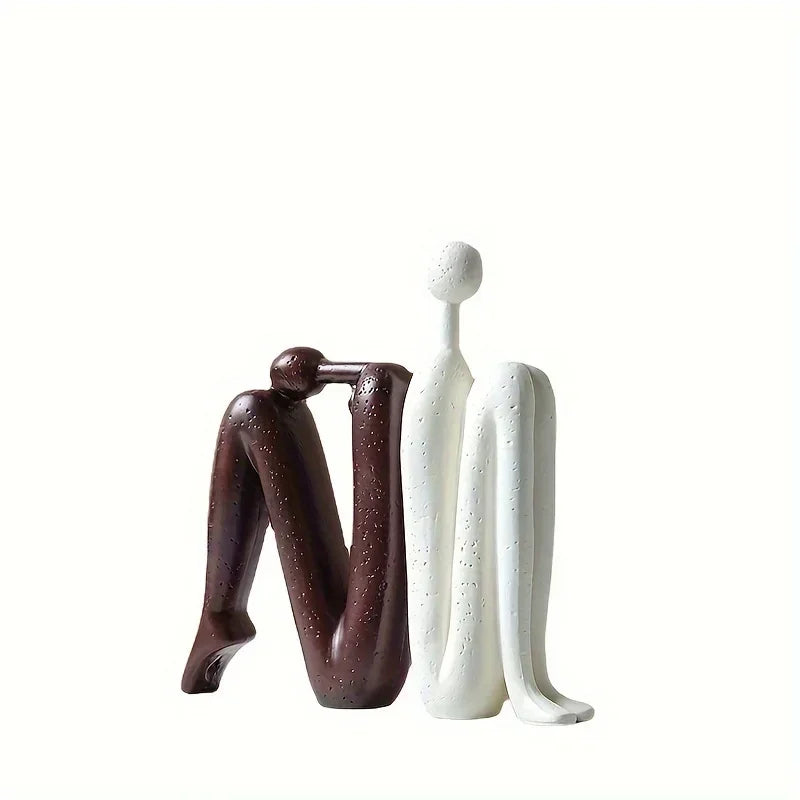 Modern Back to Back Sculpture - White Figure, top view - House Of Avana