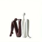 Modern Back to Back Sculpture - White Figure, top view - House Of Avana