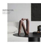 Modern Back to Back Sculpture - White Figure, angled view - House Of Avana