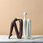 Modern Back to Back Sculpture - White Figure, front view - House Of Avana