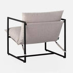 Modern Beige Grey Tan Oatmeal Upholstered Accent Chair with Metal Frame
