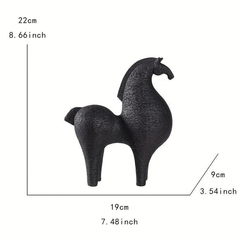 Horse Figurine - Black Intricate Texture, close-up view - House Of Avana