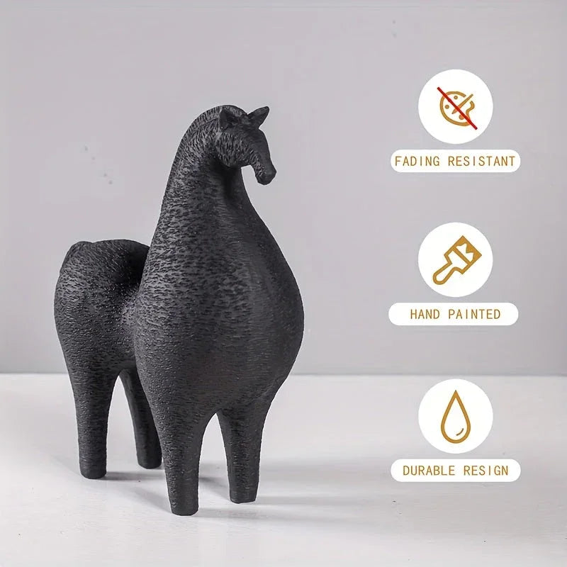 Horse Figurine - Black Intricate Texture, detail shot - House Of Avana