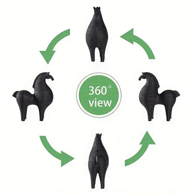 Horse Figurine - Black Intricate Texture, angled view - House Of Avana