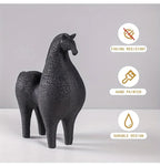 Horse Figurine - Black Intricate Texture, angled view - House Of Avana