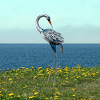 Rustic Blue Heron Statue - Outdoor Sculpture, detail shot - House Of Avana
