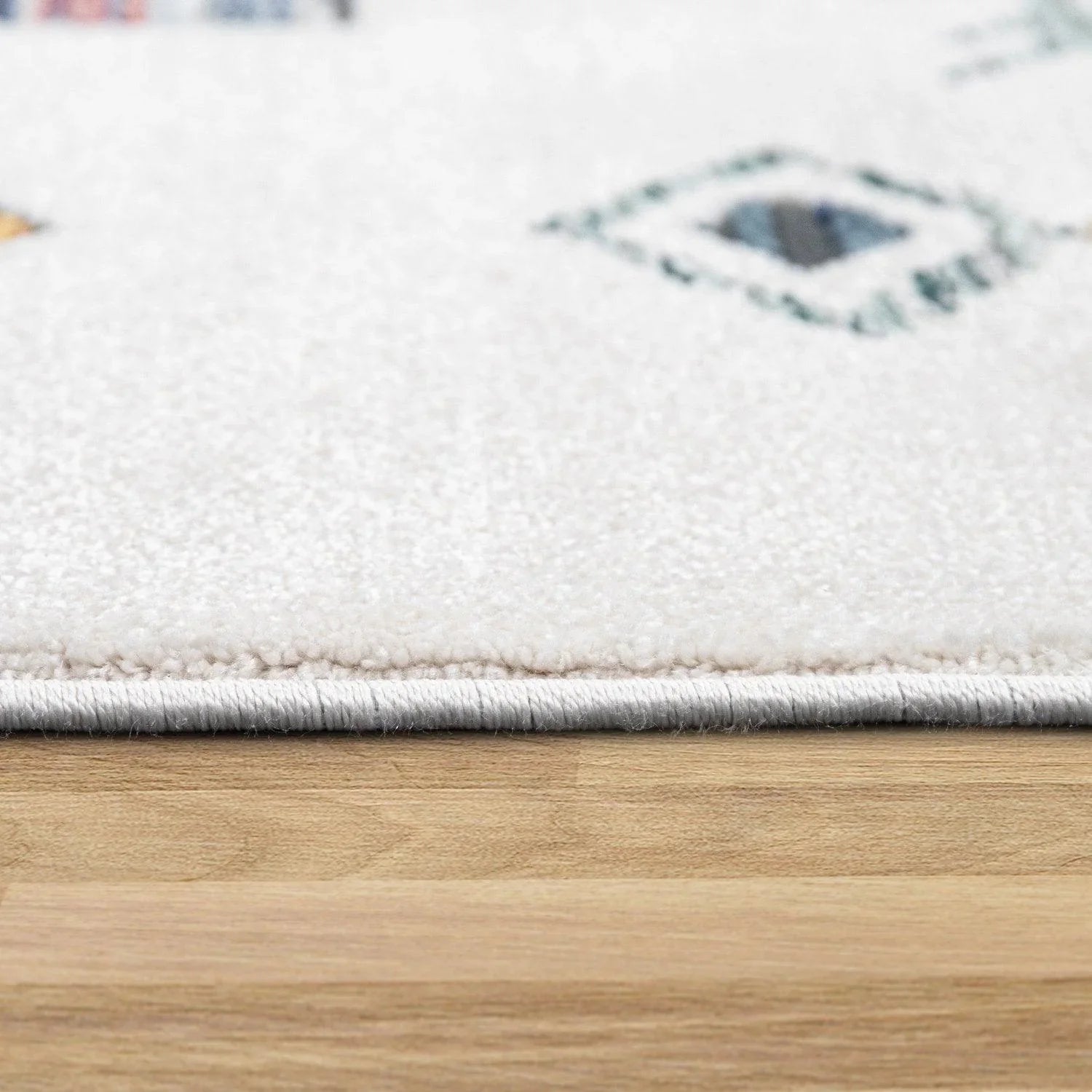 Modern Boho Rug with colorful Diamond Pattern in Cream RugYourHome