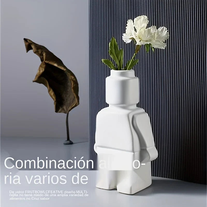 Vase - Decorative Ceramic White, front view - House Of Avana