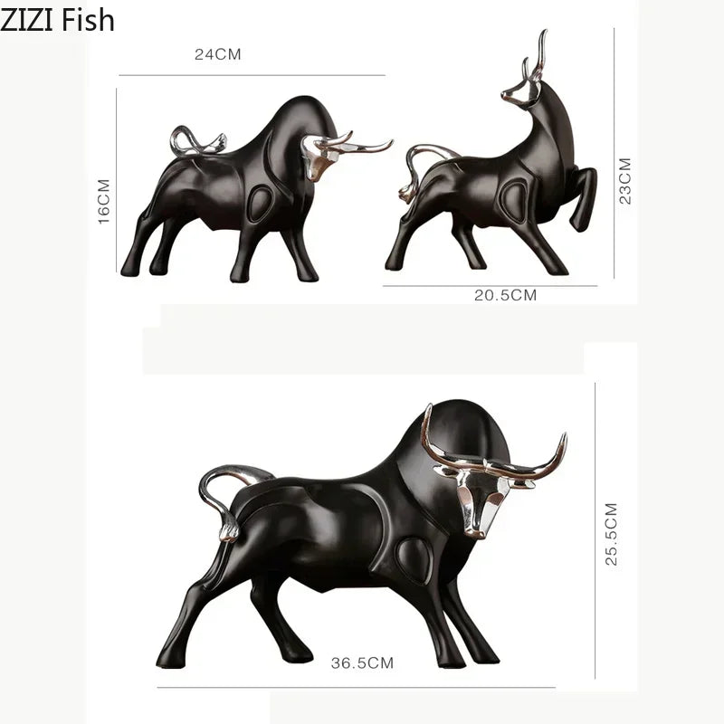 Modern Red Bull Statue - Black Accent, top view - House Of Avana