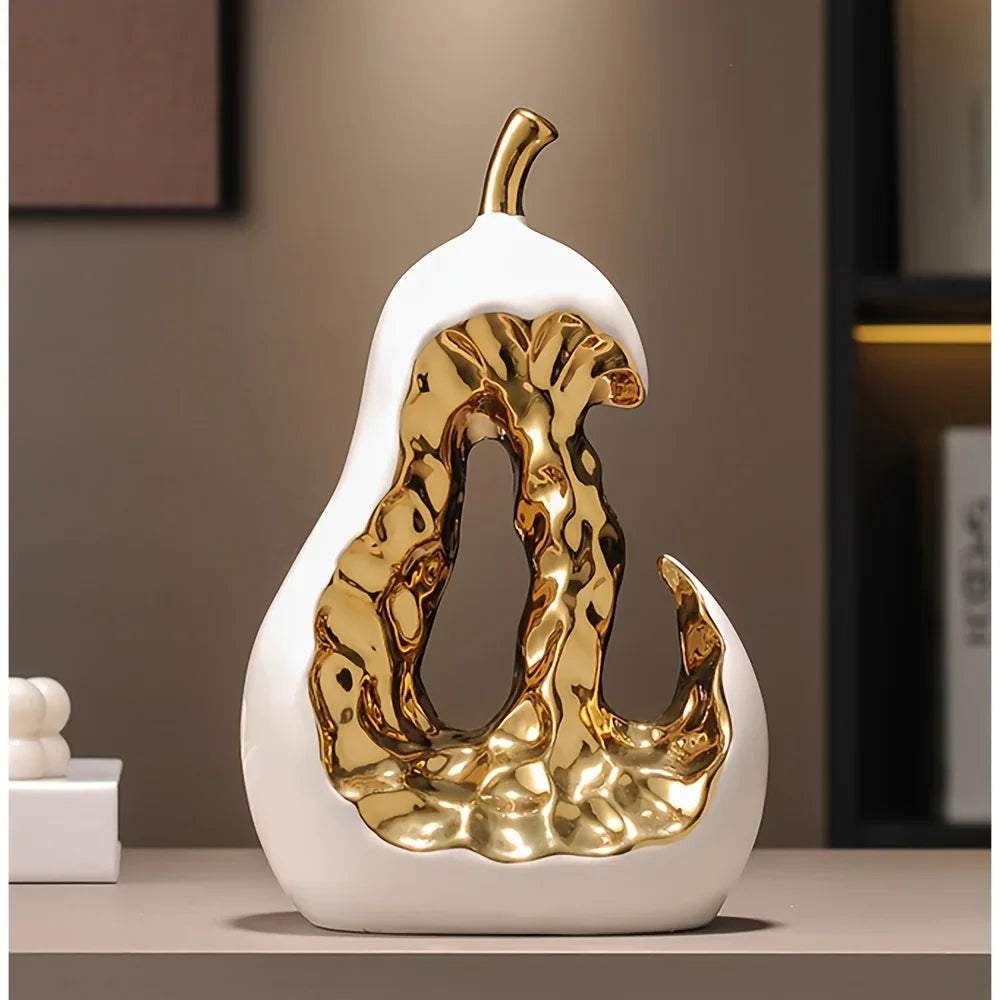 Figurine - Ceramic Golden Ornament, close-up view - House Of Avana
