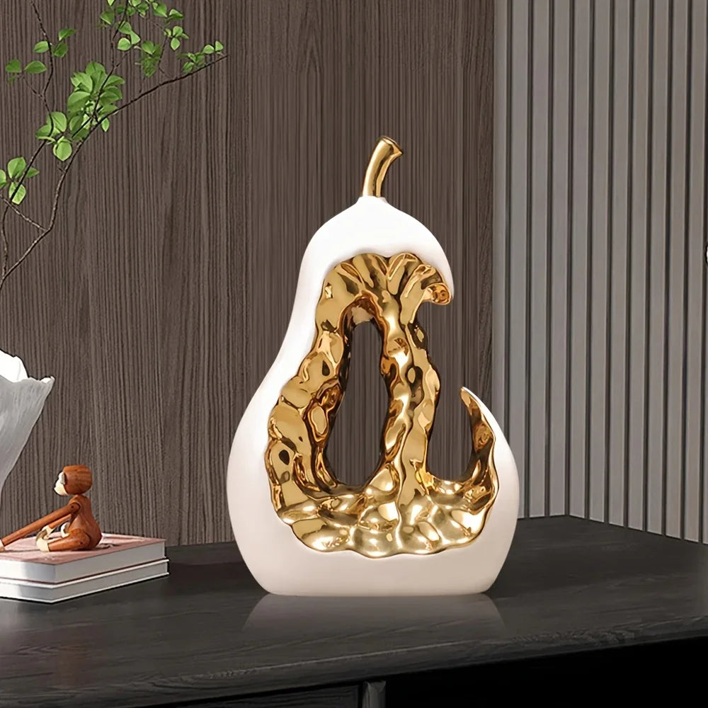 Figurine - Ceramic Golden Ornament, back view - House Of Avana