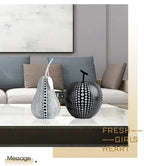 Abstract Fruit Sculpture - White Black Modern, angled view - House Of Avana