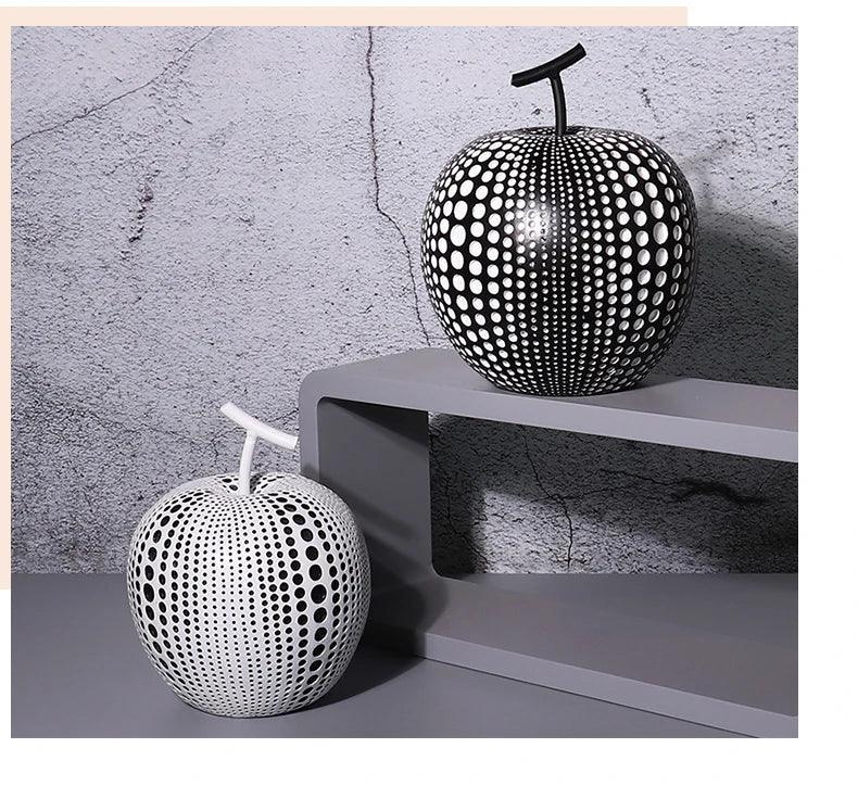 Abstract Fruit Sculpture - White Black Modern, angled view - House Of Avana