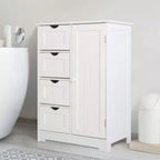Modern Farmhouse 4-Drawer Bathroom Linen Cabinet in White Wood Finish