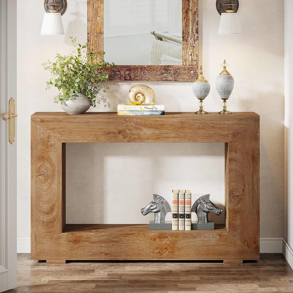 Modern Farmhouse 47-inch Long Entryway or Sofa Table in Brown Wood Finish