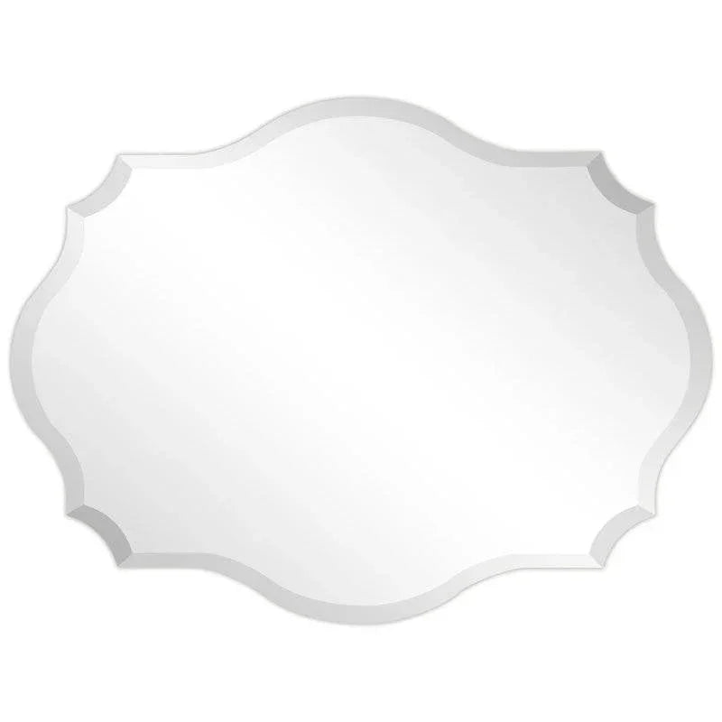 Modern Frameless 32 x 24 inch Scalloped Beveled Accent Bathroom Mirror