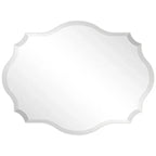 Modern Frameless 32 x 24 inch Scalloped Beveled Accent Bathroom Mirror