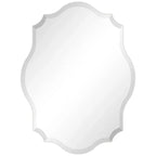 Modern Frameless 32 x 24 inch Scalloped Beveled Accent Bathroom Mirror