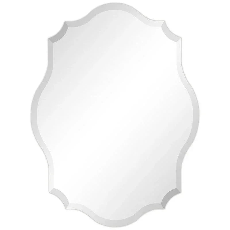 Modern Frameless 32 x 24 inch Scalloped Beveled Accent Bathroom Mirror