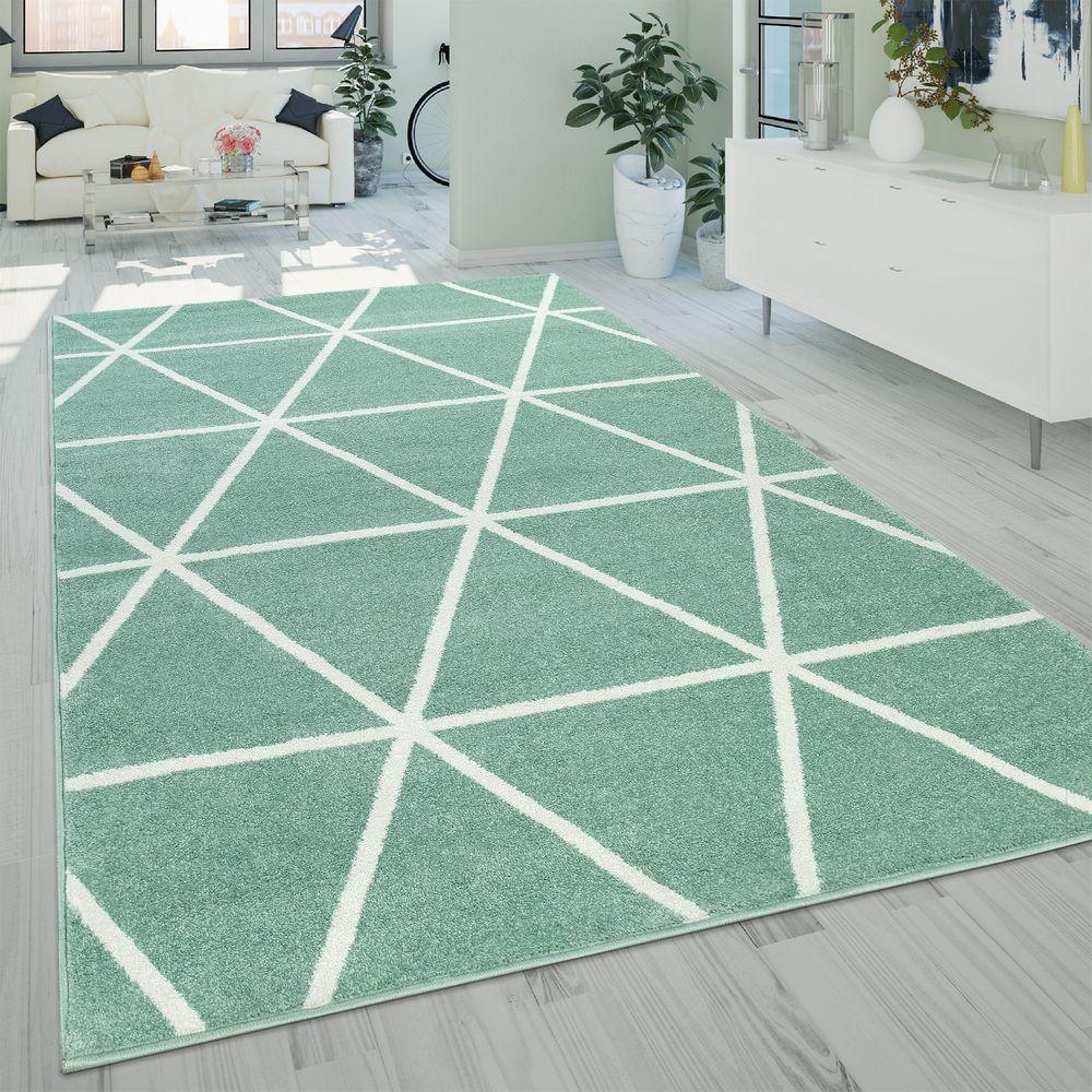 Modern Geometric Rug for Living-room in Mint Green, front view - House Of Avana