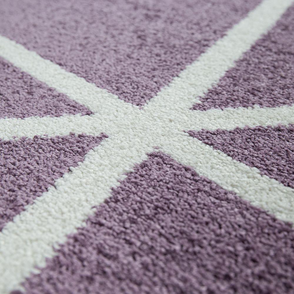 Modern Geometric Rug for Living-room in Purple White, side view - House Of Avana