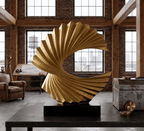 Gold wave sculpture styled on black coffee table | modern living room decor | House of Avana [[SKU:HOA-SCU-343]]