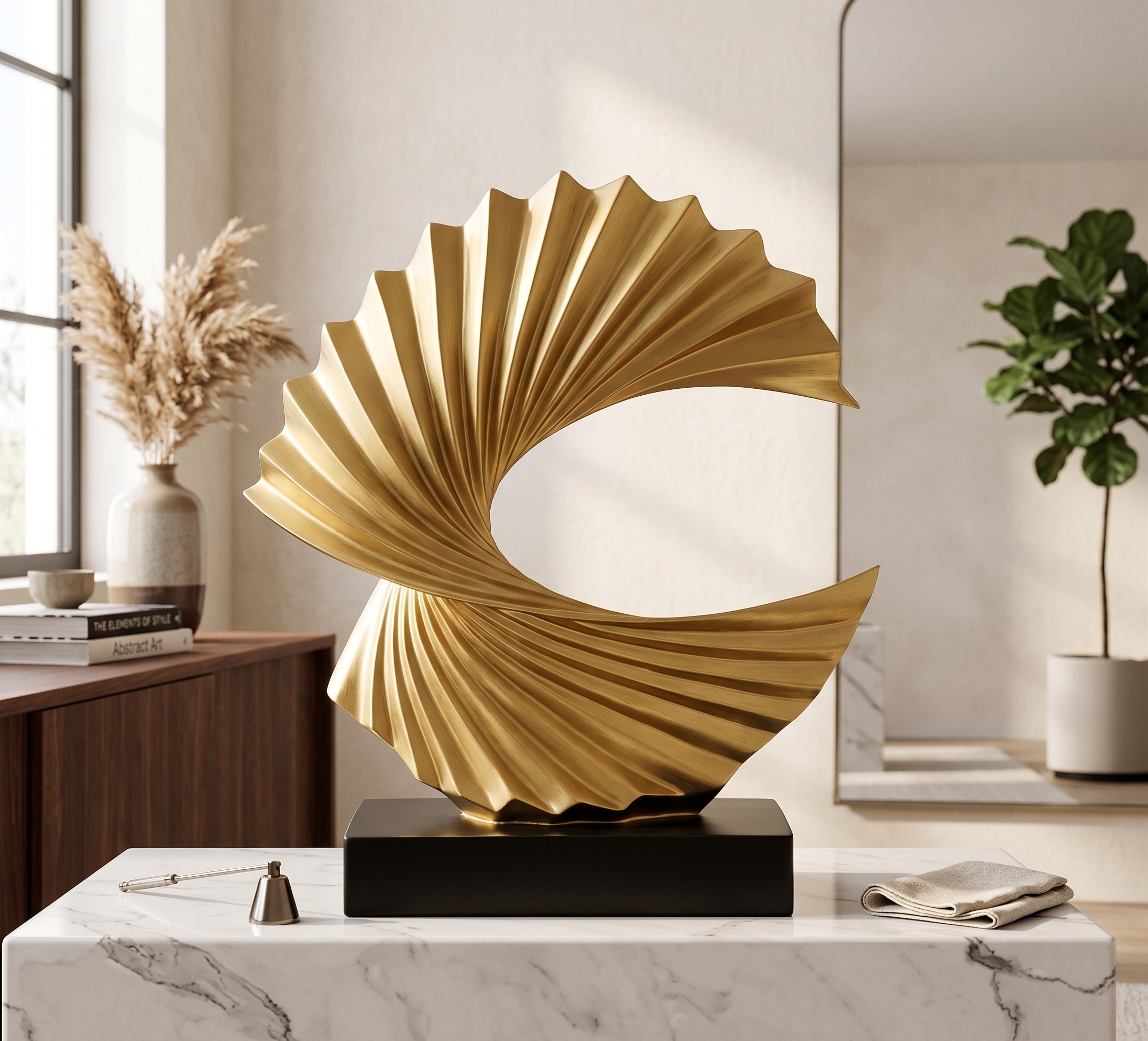 Gold abstract sculpture dimensions 28cm x 24cm | 11in x 9.4in | House of Avana