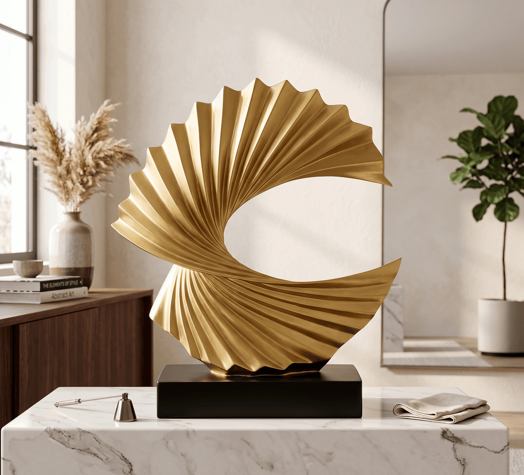 Gold abstract sculpture dimensions 28cm x 24cm | 11in x 9.4in | House of Avana [[SKU:HOA-SCU-343]]