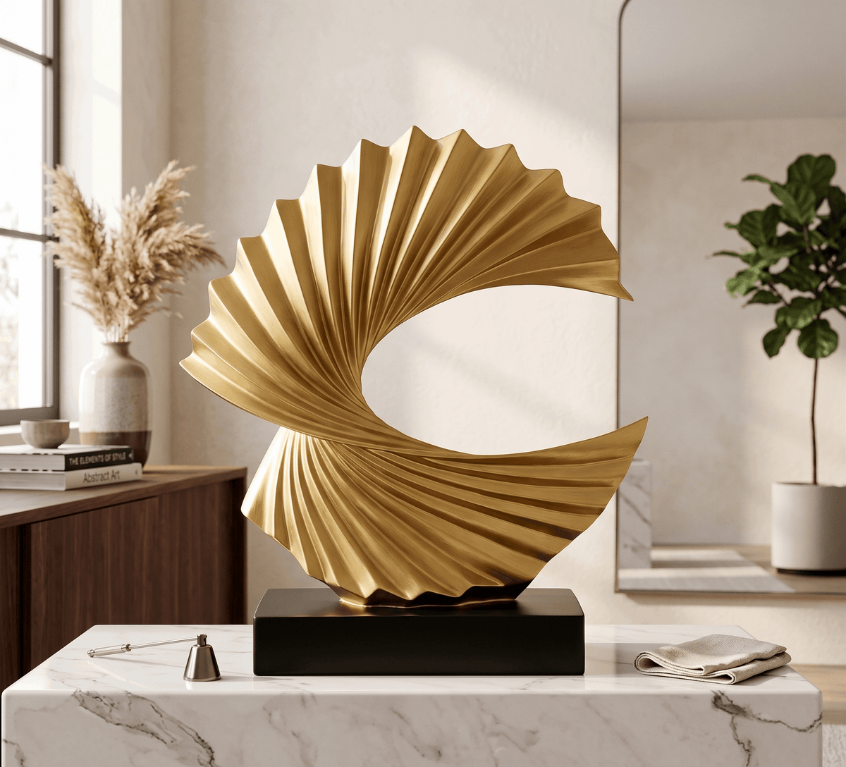 Gold abstract sculpture dimensions 28cm x 24cm | 11in x 9.4in | House of Avana [[SKU:HOA-SCU-343]]