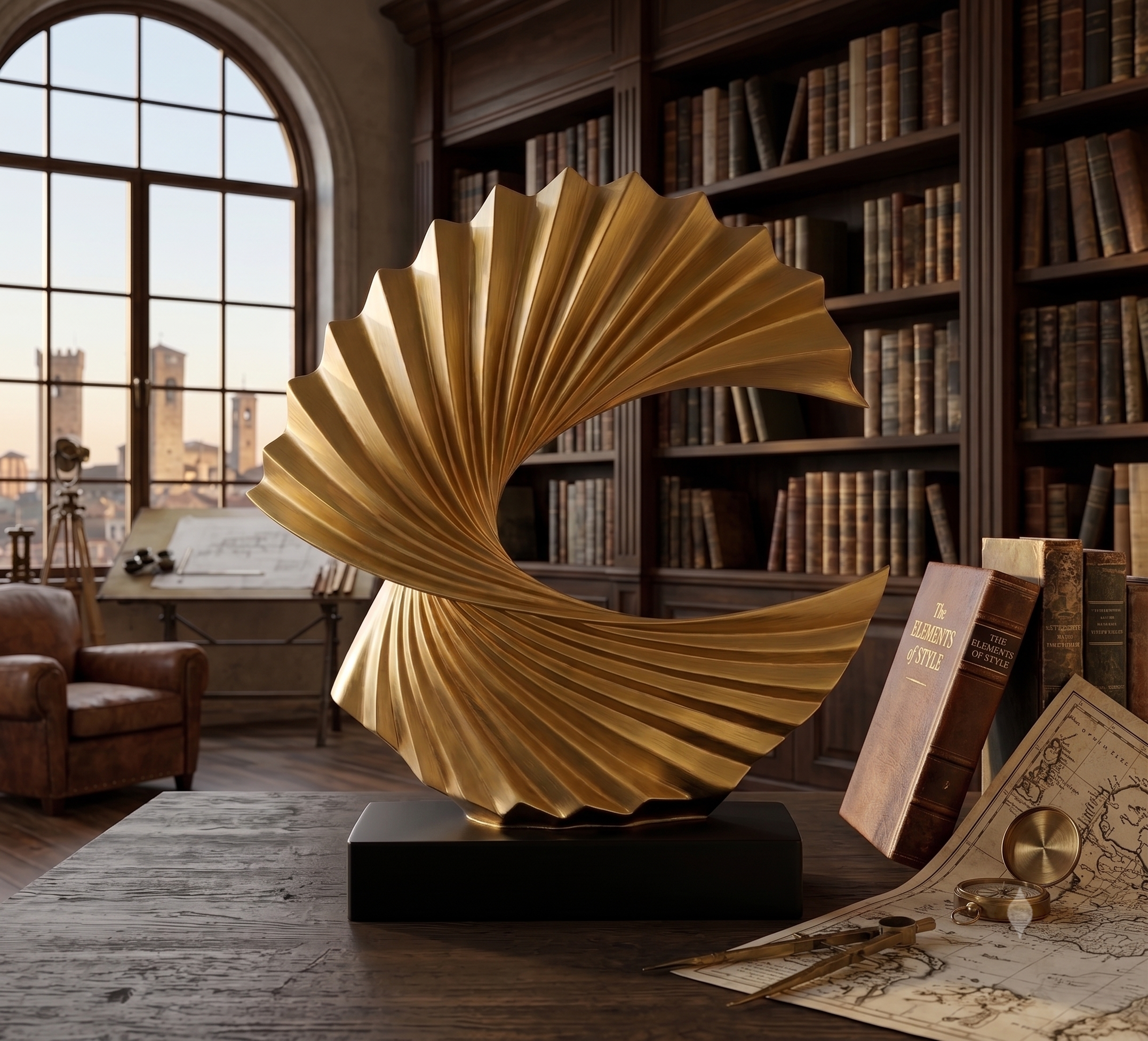 Gold pleated fin texture detail | abstract wave sculpture close-up | House of Avana