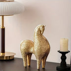 Modern Golden Horse Figurine - Abstract Nordic Design | Horse Sculpture | angle view | Abstract home decor | House of Avana