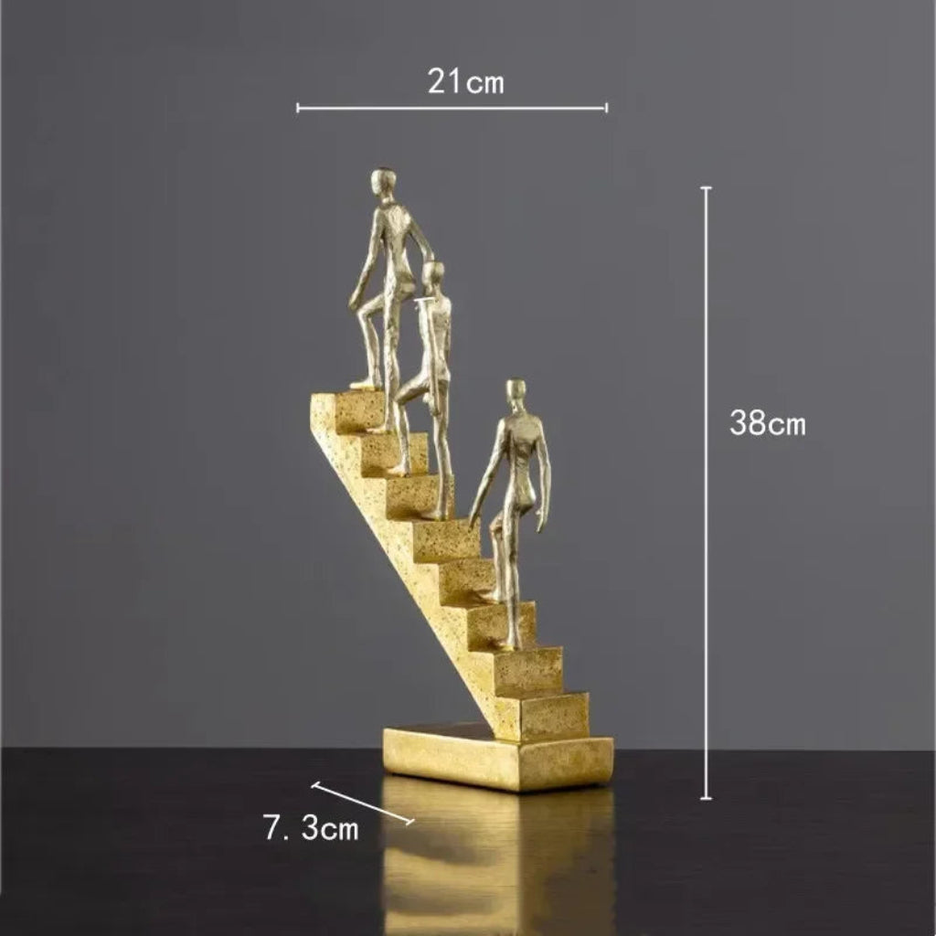 Abstract Figurine - Golden Staircase Sculpture | Abstract Sculpture | overhead view | Abstract home decor | House of Avana