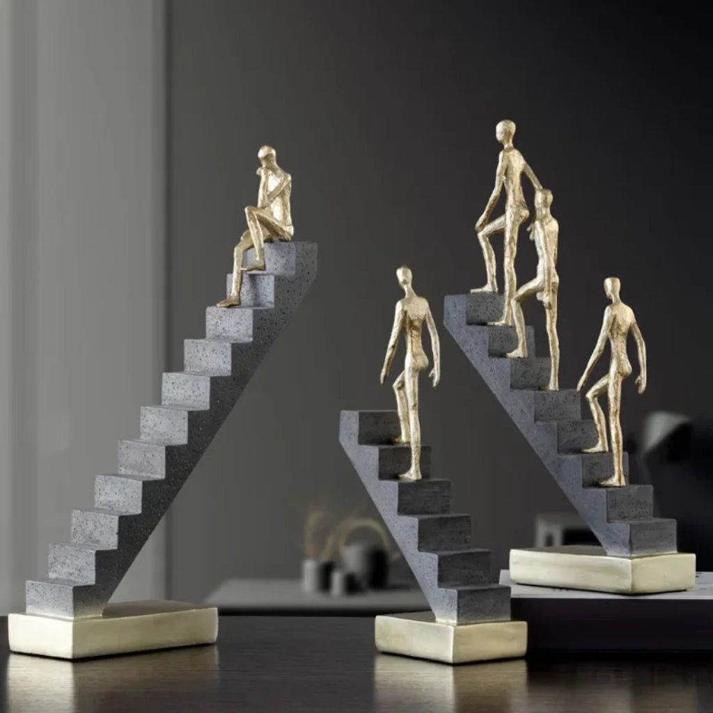 Abstract Figurine - Golden Staircase Sculpture | Abstract Sculpture | side view | Abstract home decor | House of Avana