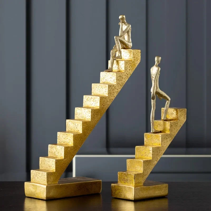Abstract Figurine - Golden Staircase Sculpture | Abstract Sculpture | detail view | Abstract home decor | House of Avana