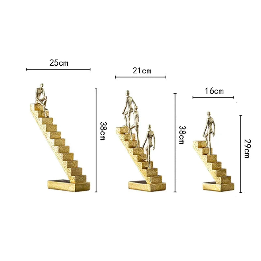 Abstract Figurine - Golden Staircase Sculpture | Abstract Sculpture | angle view | Abstract home decor | House of Avana