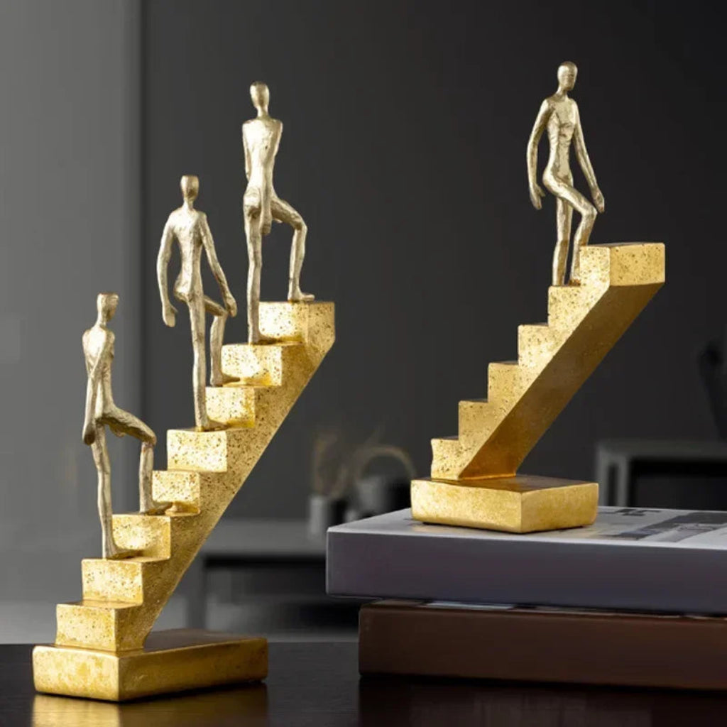 Abstract Figurine - Golden Staircase Sculpture | Abstract Sculpture | front view | Abstract home decor | House of Avana