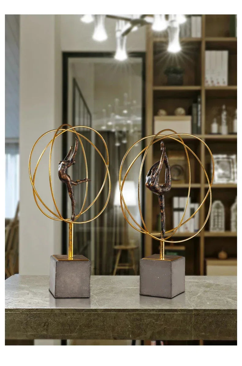 Modern Gymnast Statue - Abstract Figure Desktop | Mixed (Metal and) Figure Sculpture | scale view | Abstract home decor | House of Avana