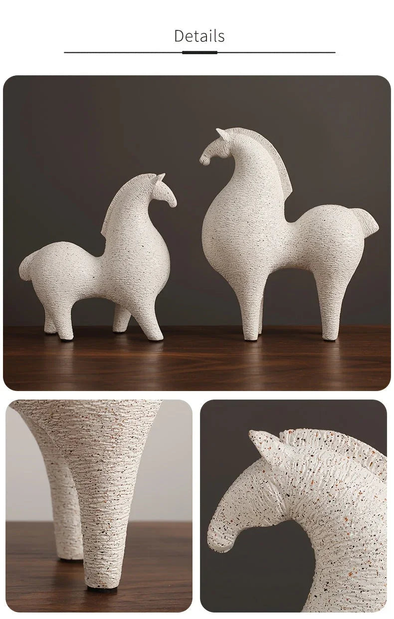 Abstract Horse Sculpture - Black Modern Art, in-use display - House Of Avana