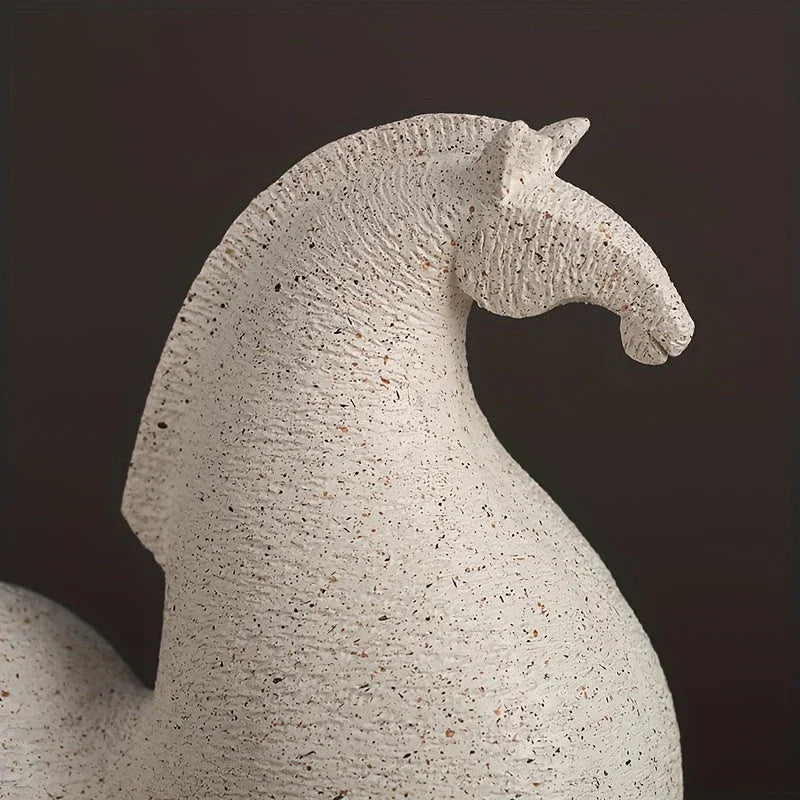 Abstract Horse Sculpture - Black Modern Art, side view - House Of Avana